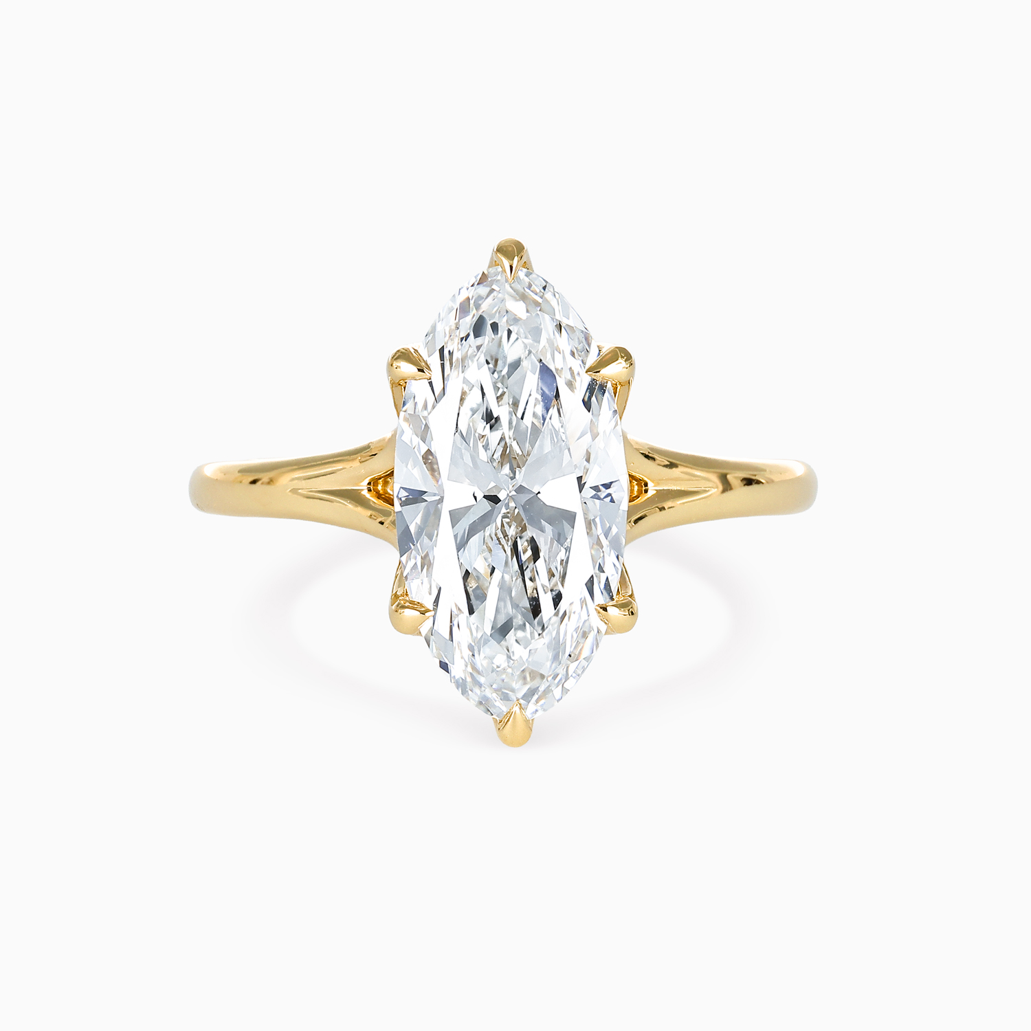 Dino Lonzano Marquise Diamond Solitaire, Lab-Grown, 14k Yellow Gold